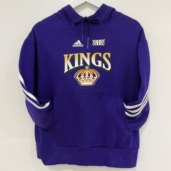 Adidas LA Kings Hockey NHL Purple Pullover Hoodie Sweatshirt Women's Small EUC - Picture 3 of 8
